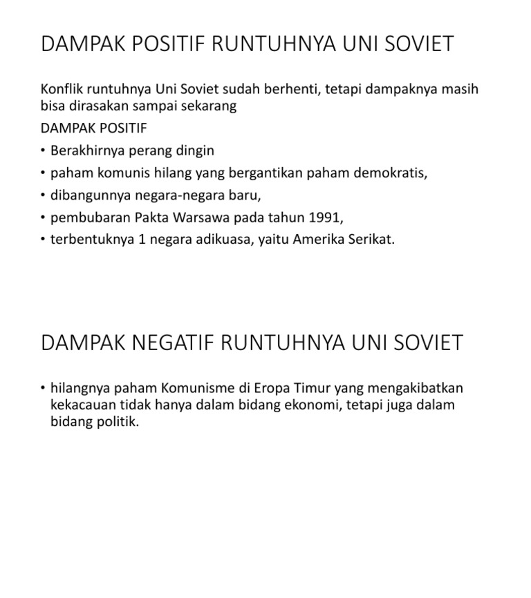 Dampak Positif Runtuhnya Uni Soviet Ppt