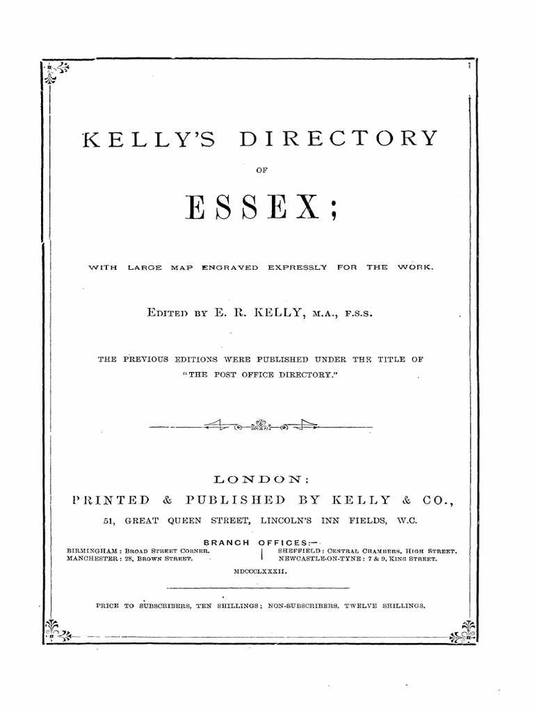 Kelly's Directory Essex 1882