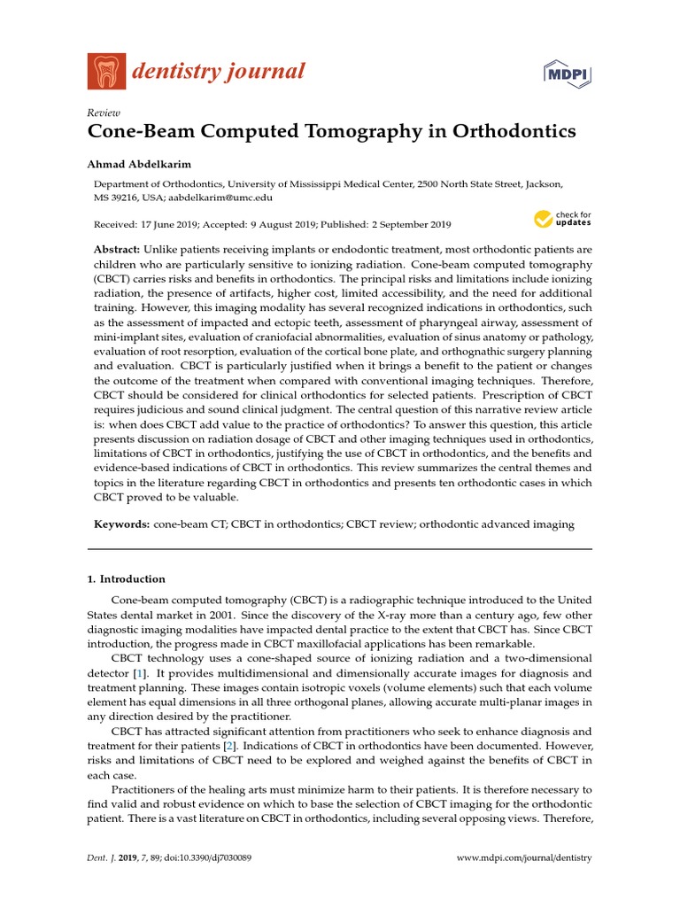 Cone-Beam Computed Tomography in Orthodontics PDF | PDF | Ct Scan ...