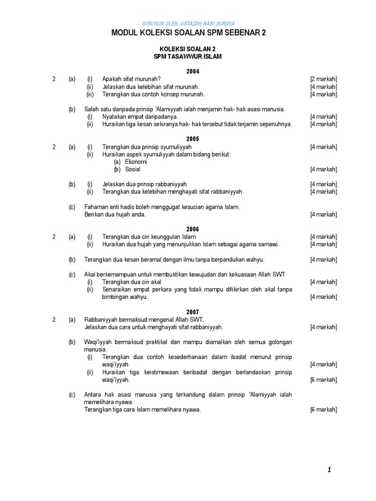 Modul Koleksi Soalan Sebenar SPM 2 | PDF
