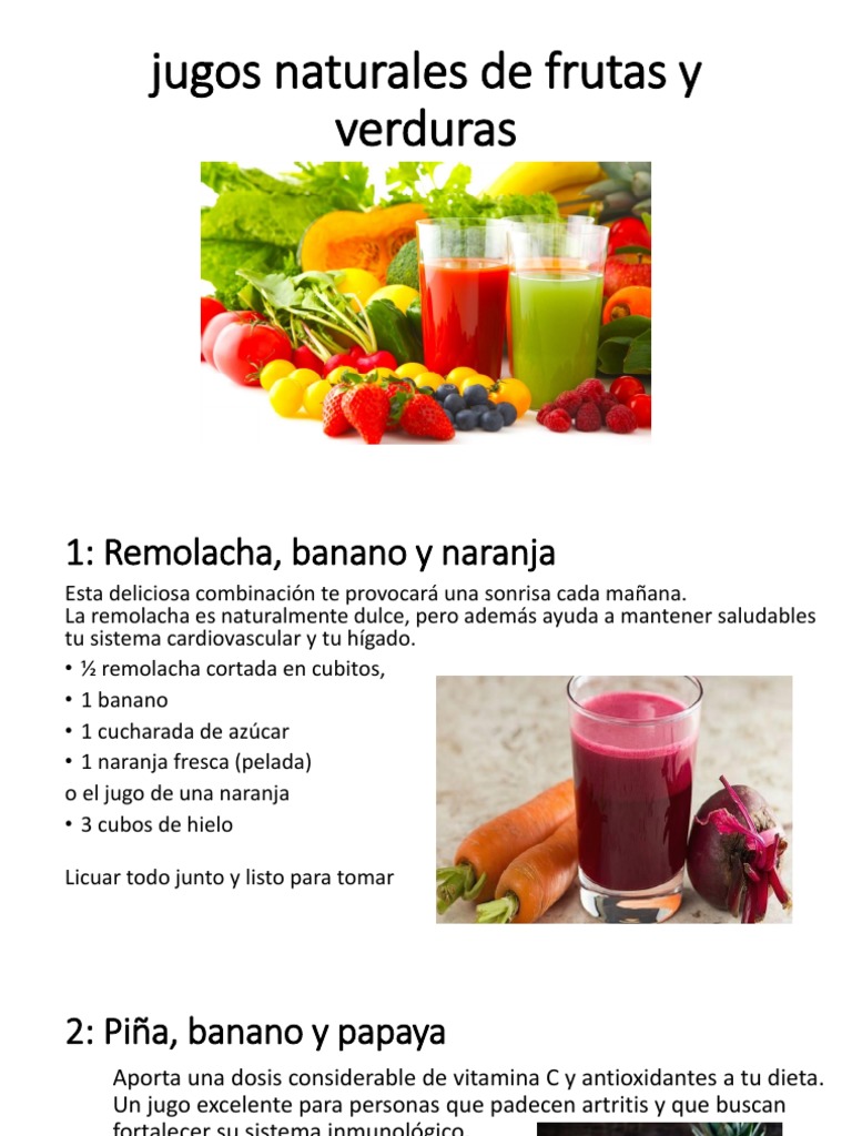 Jugos Naturales de Frutas y Verduras PDF | PDF | Vegetales | Miel