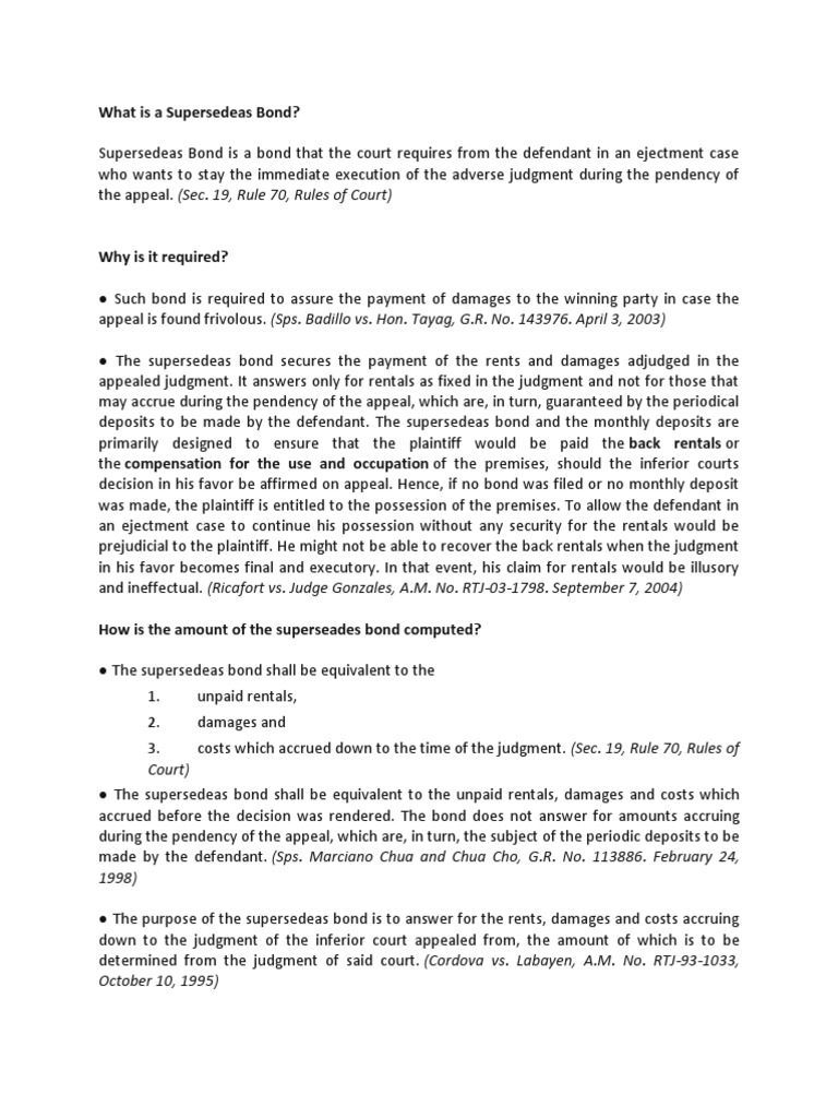 Supersedeas Bond PDF Supersedeas Bond Judgment (Law)