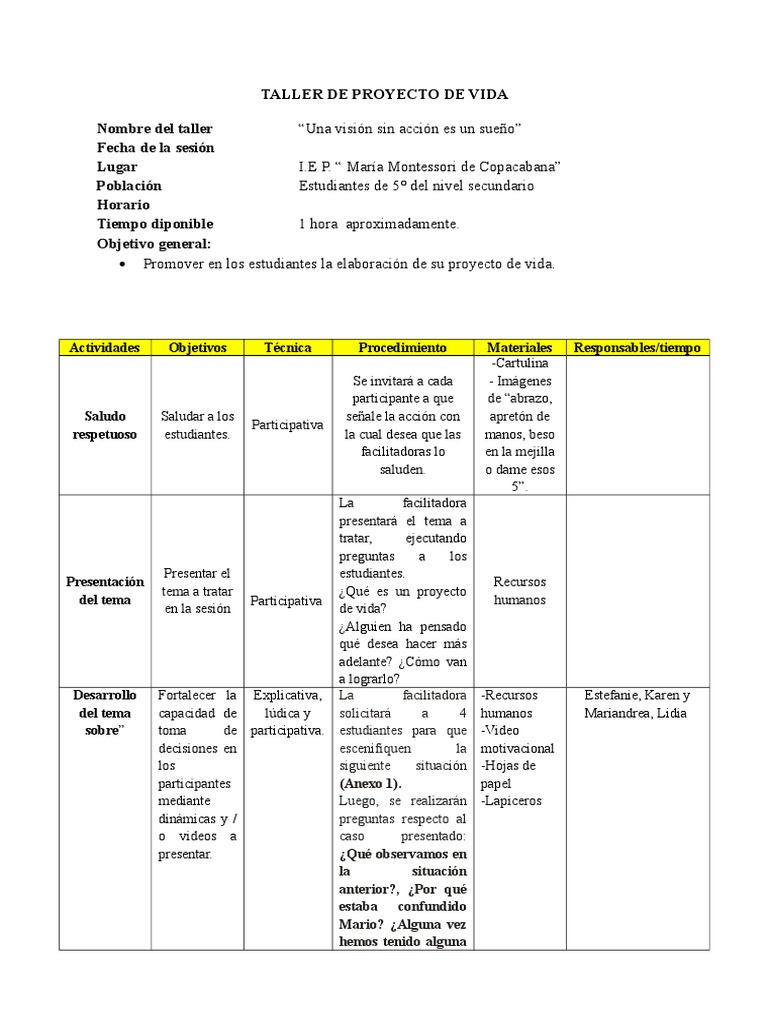 Taller Proyecto de Vida | PDF | Análisis FODA | Cognición