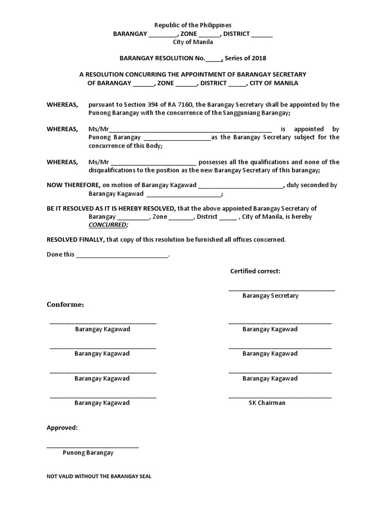 Resolution On Concurrency (Barangay) | PDF | Government | Justice