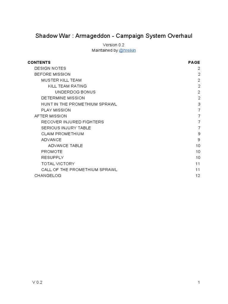 Shadow War Armageddon - Campaign System Overhaul-V0.2 | Download Free