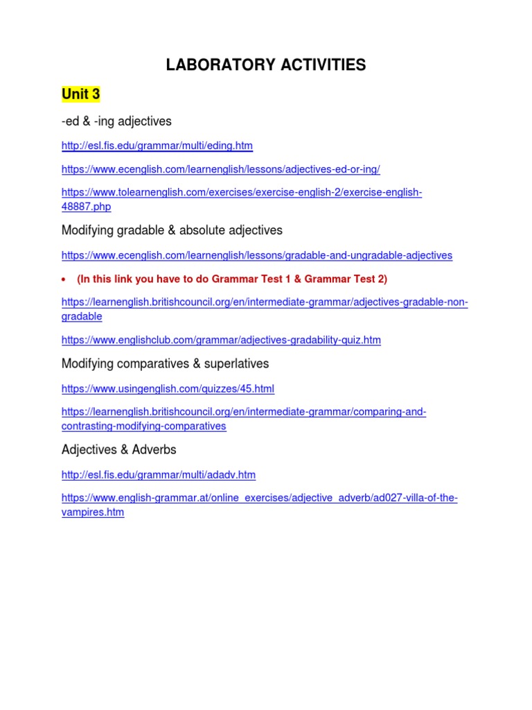 ESL Grammar Exercises Guide | PDF | Adjective | Morphology