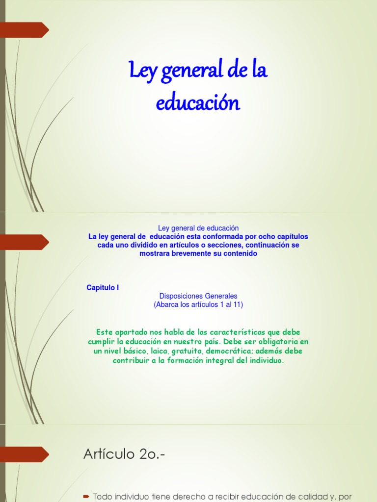 Ley General de Educacion | PDF | Educación Secundaria | Educación primaria