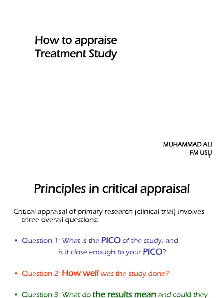 Critical Appraisal of Clinical Trials | PDF | Medicine | Medical ...