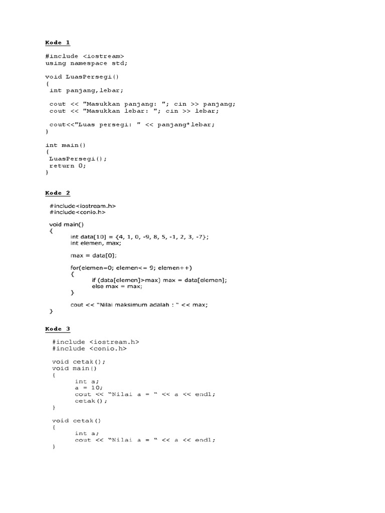 Kode C++ untuk Pemula | PDF