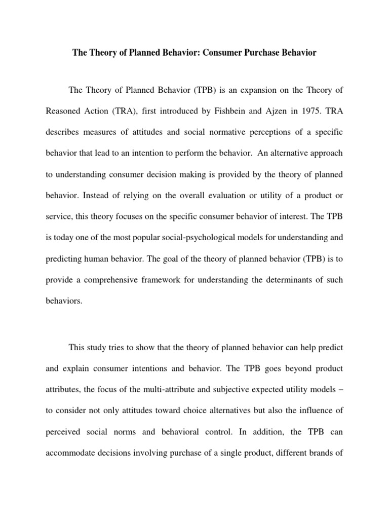 The Theory of Planned Behavior | PDF