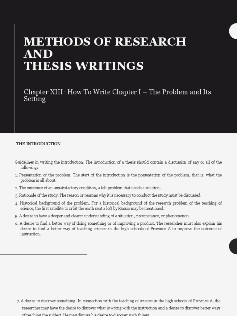 Writing Chapter I: Thesis Introduction Guide | PDF | Hypothesis ...