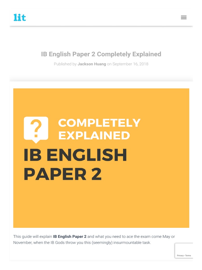 IB English Paper 2 Completely Explained LitLearn HowTo Guide PDF
