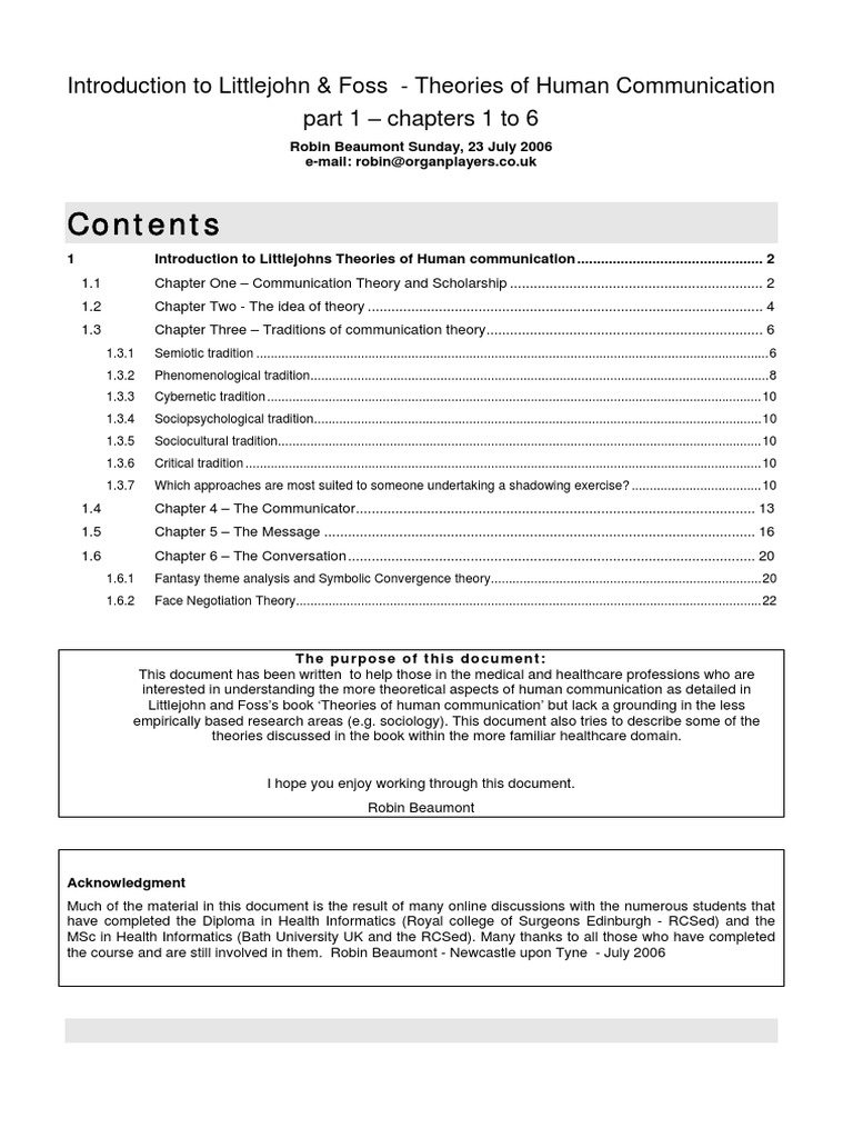 Introduction to Human Communication Theories | PDF | Attitude ...