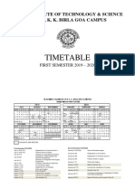 Timetable Semester I 2019-20