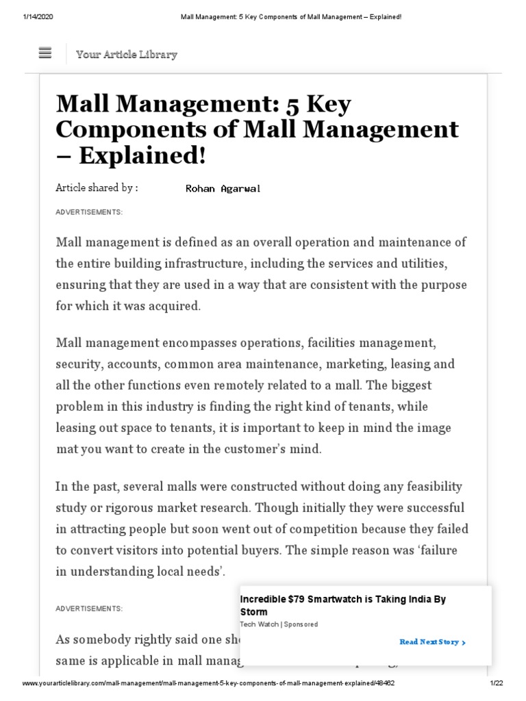 Mall Management - 5 Key Components of Mall Management - Explained! PDF ...