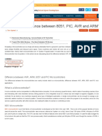 Difference Between AVR, ARM, 8051 and PIC Microcontrollers