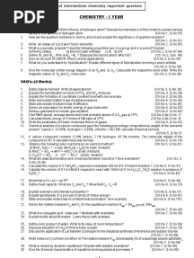 1st Year Chemistry Important Questions