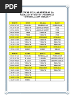 JADWAL PELAJARAN KELAS 2A