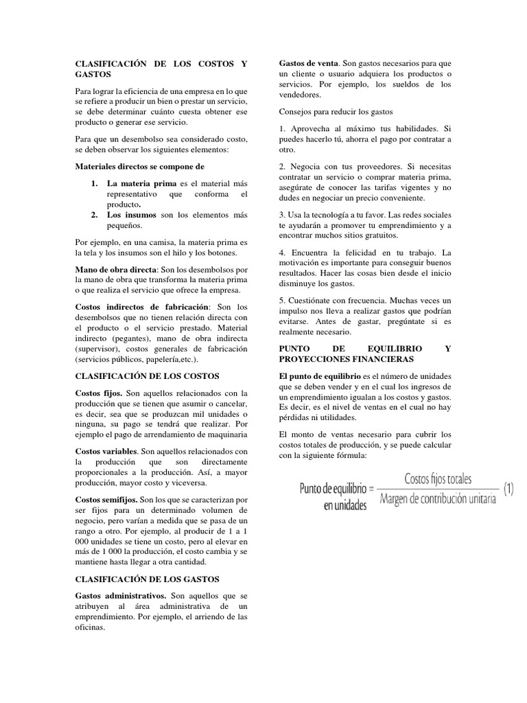 Clasificación de Costos y Gastos Empresariales | PDF | Costo | Presupuesto