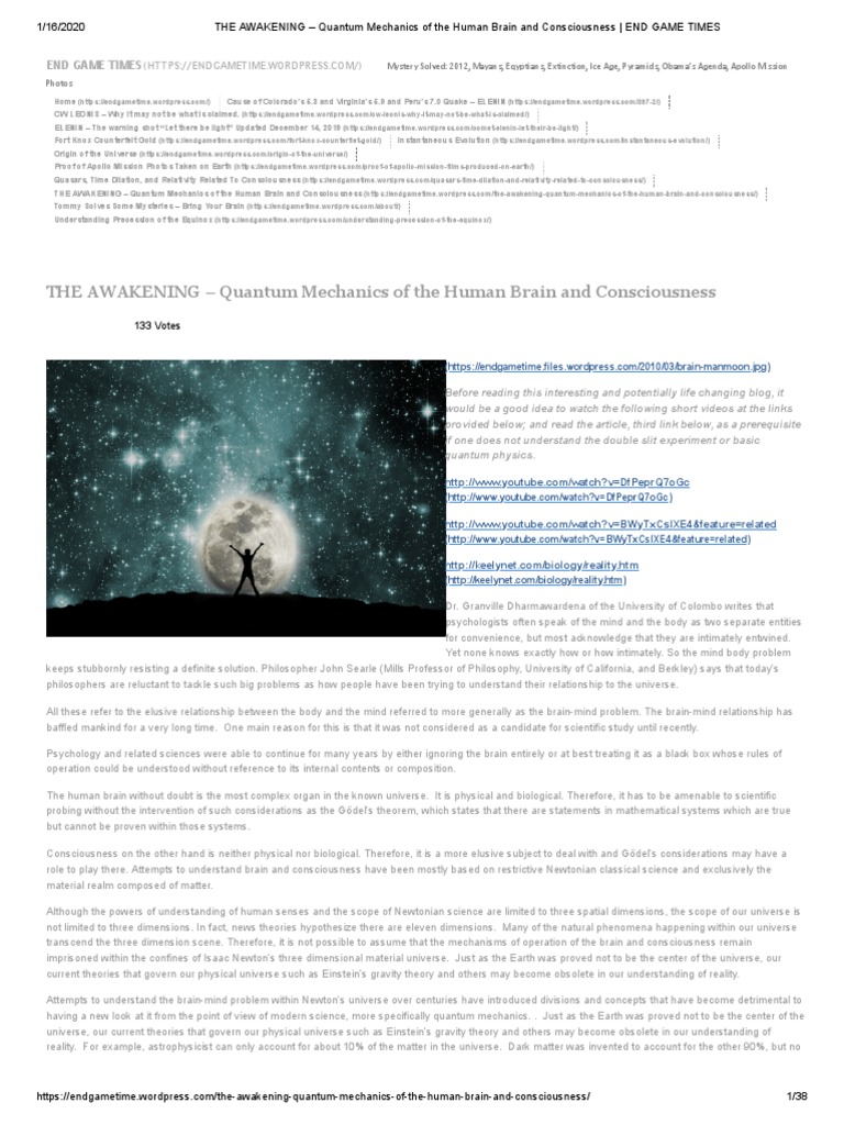 THE AWAKENING - Quantum Mechanics of The Human Brain and Consciousness ...