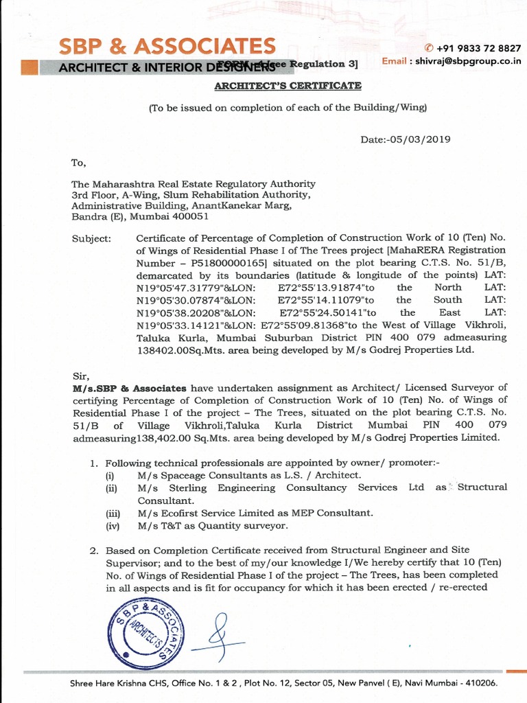 Architect Certificate, Phase 1 (Form 4) PDF
