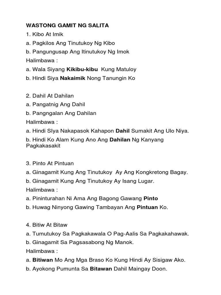 Wastong Gamit NG Salita | PDF