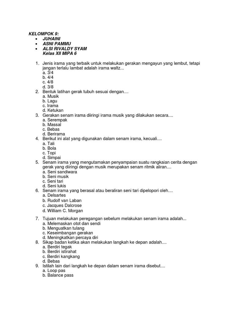 Soal Soal Senam Irama