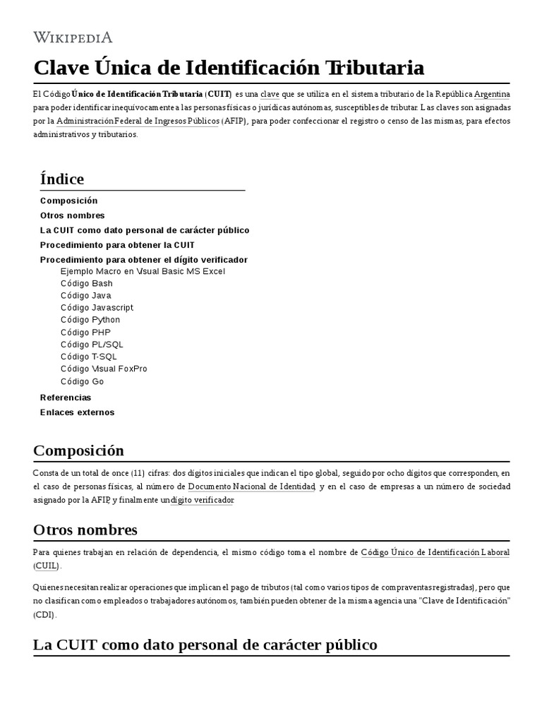 Clave Única de Identificación Tributaria | Descargar gratis PDF ...