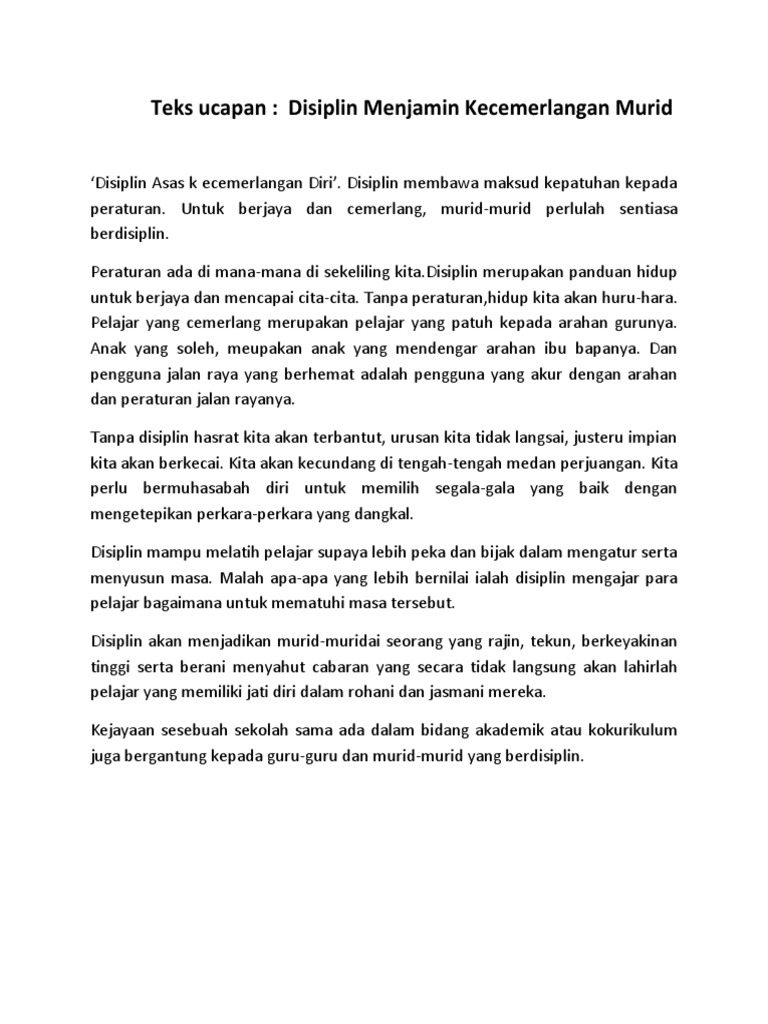 Disiplin Asas Kecemerlangan Diri Pdf