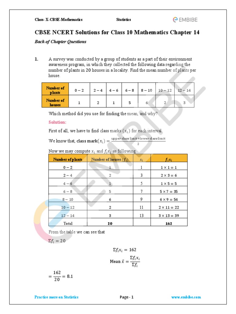 Chapter-14 Statistics1 | PDF | Mode (Statistics) | Median