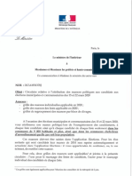 (DOCUMENT PUBLICSENAT - FR) Circulaire Du Ministère de L'intérieur Sur L'attribution de Nuances Politiques Pour Les Municipales 2020