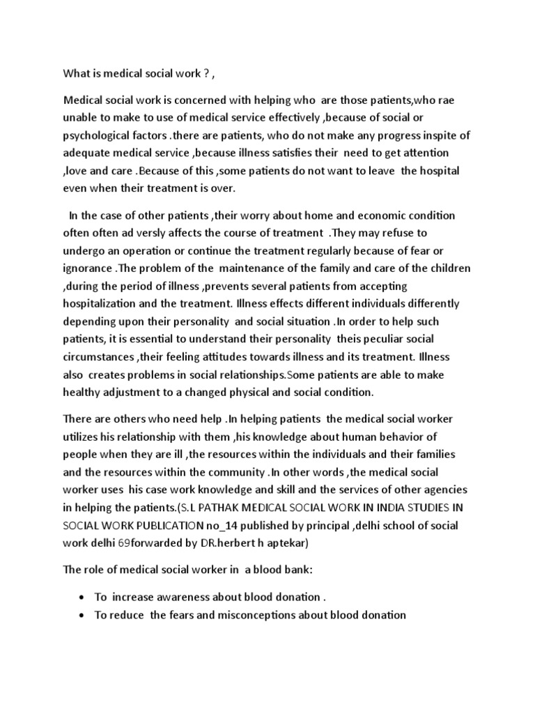Medical Social Work Study PDF Social Work Patient
