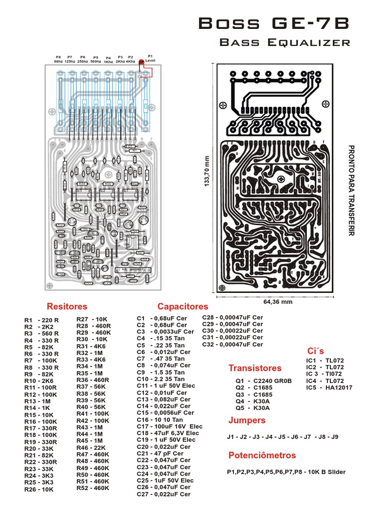 Boss GE-7B Bass Equalizer Schematic | PDF | Rolling Stock