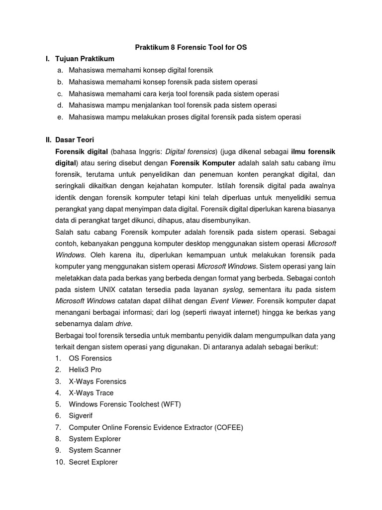 Forensik Digital pada Sistem Operasi | PDF