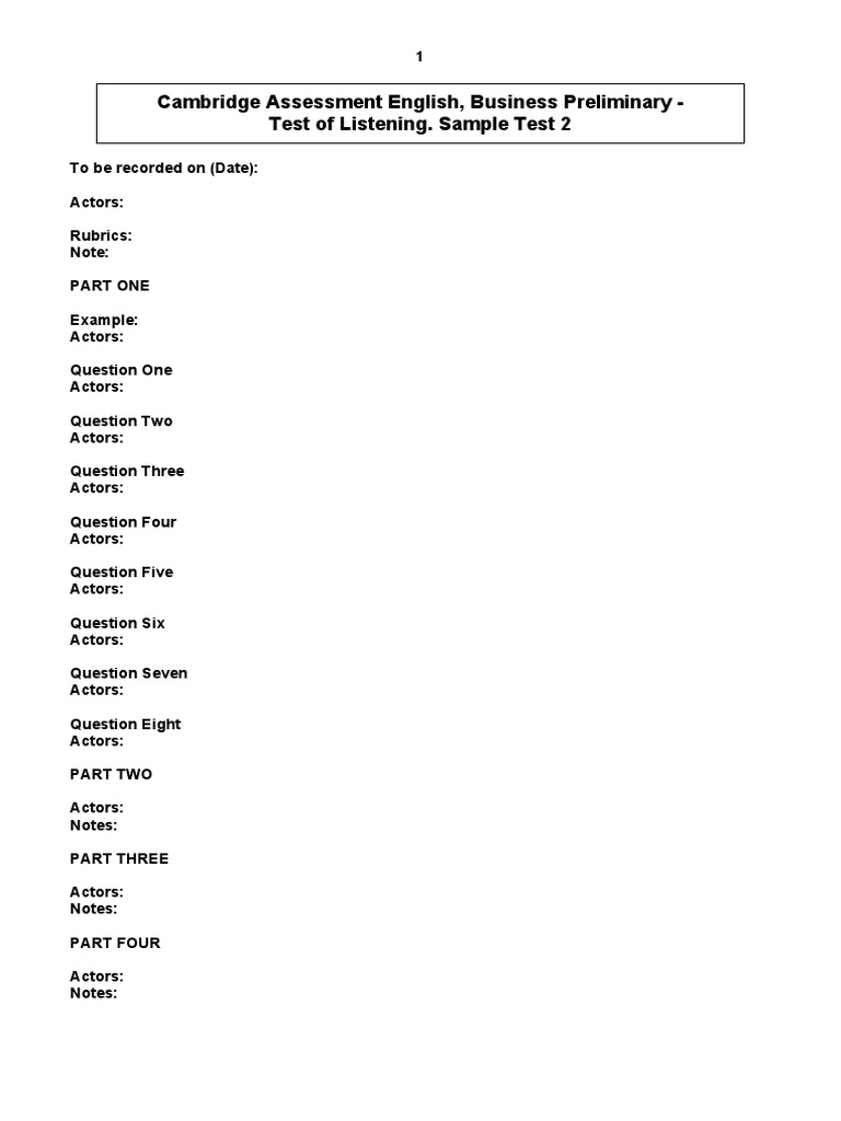 Cambridge BEC Preliminary Listening Test | PDF | Retail | Exports