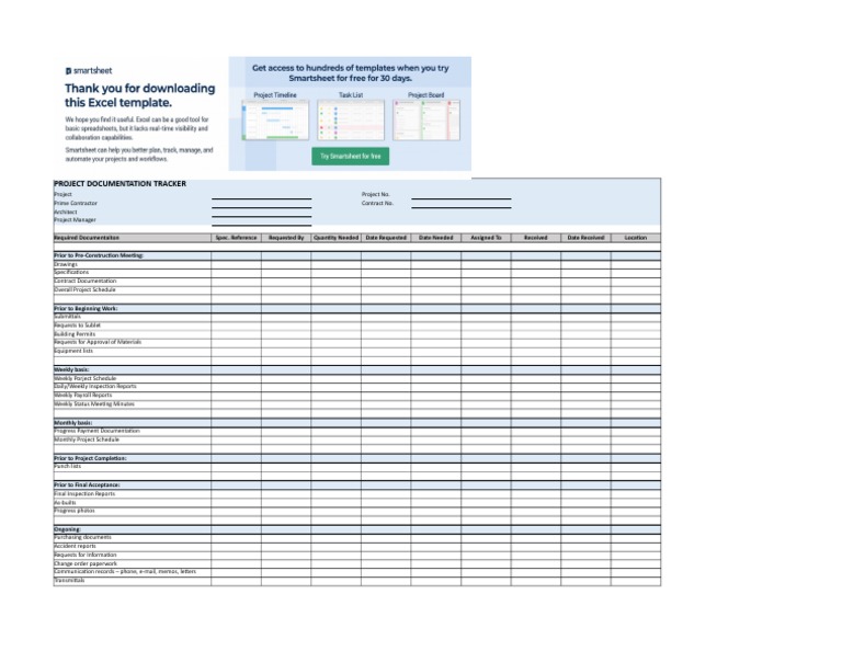 Construction Project Documentation Tracker | PDF