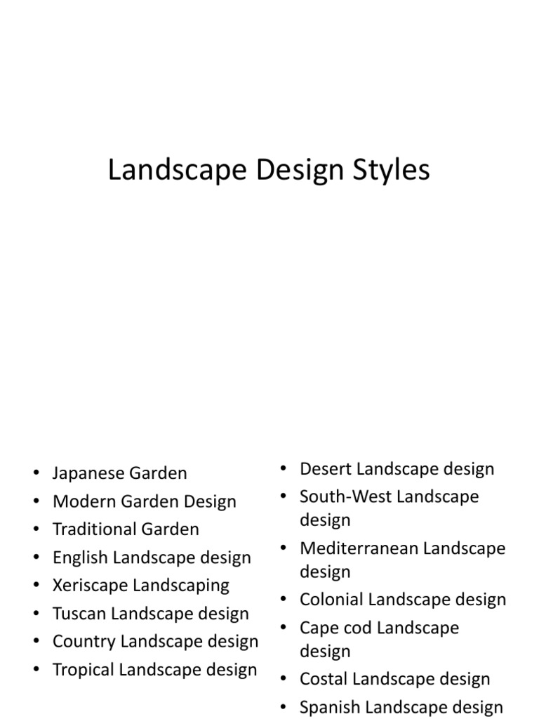 Overview of Landscape Design Styles | PDF | Gardens | Landscape