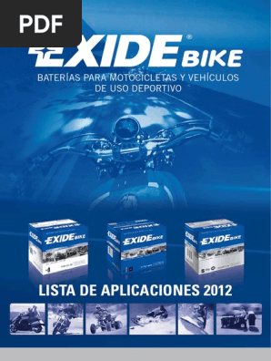 Af Catalogo Aplicaciones Exide Bike 2012 Pdf Automovilismo Motociclismo