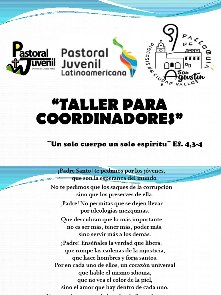 Taller de Pastoral Juvenil para Coordinadores | PDF | Iglesia Católica | Fe