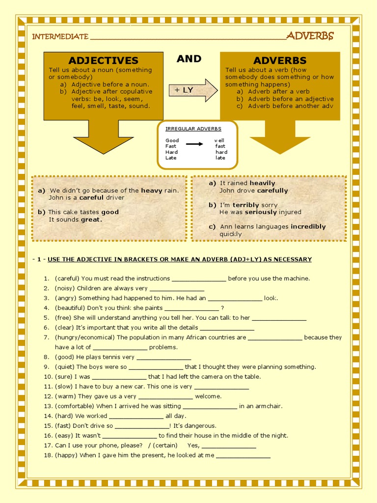 Adverbs and Adjectives Worksheet | PDF | Adjective | Adverb