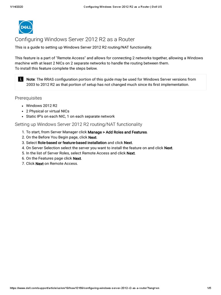 Windows Server 2012 R2 Router Setup | PDF | Router (Computing ...
