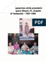 Rose Sutz Speeches While President of The Pompano Beach, FL Chapter of Hadassah - 1987-1990