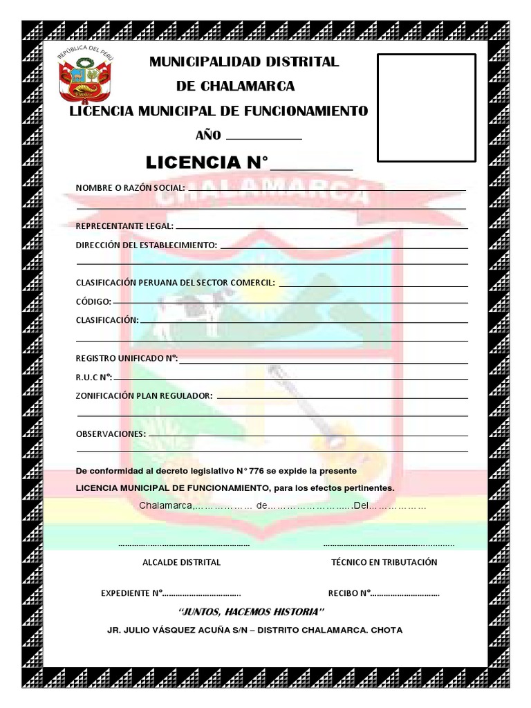 Modelo de licencia de funcionamiento