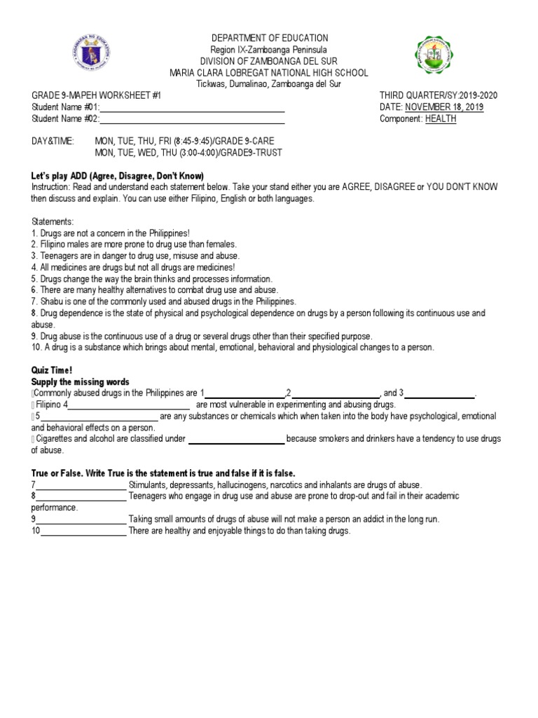 worksheets pdf substance abuse substance dependence