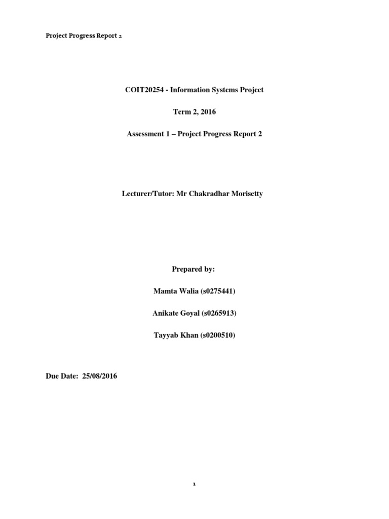 Project Progress Report Final 2-1 | PDF | System | Incident Management