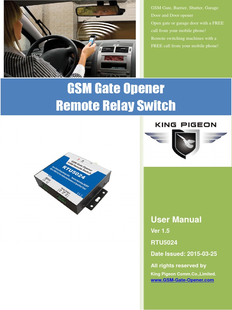 RTU5024 GSM Gate Opener User Manual V1.5 1 PDF Download Free PDF