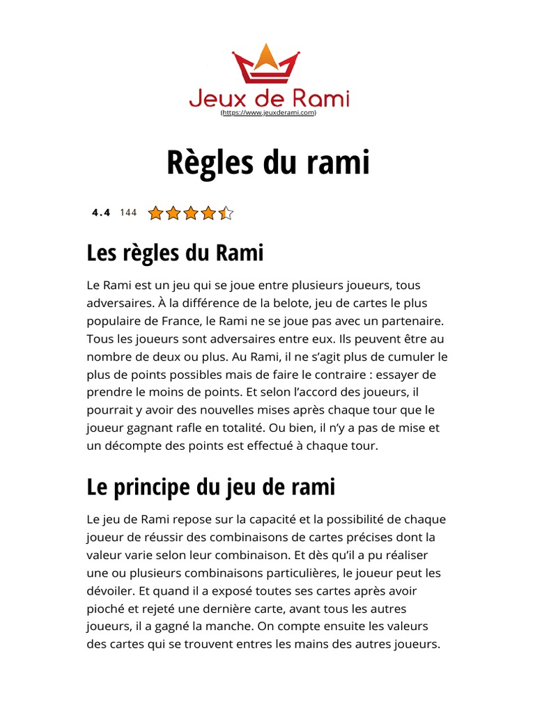 Rami : Règle du jeu