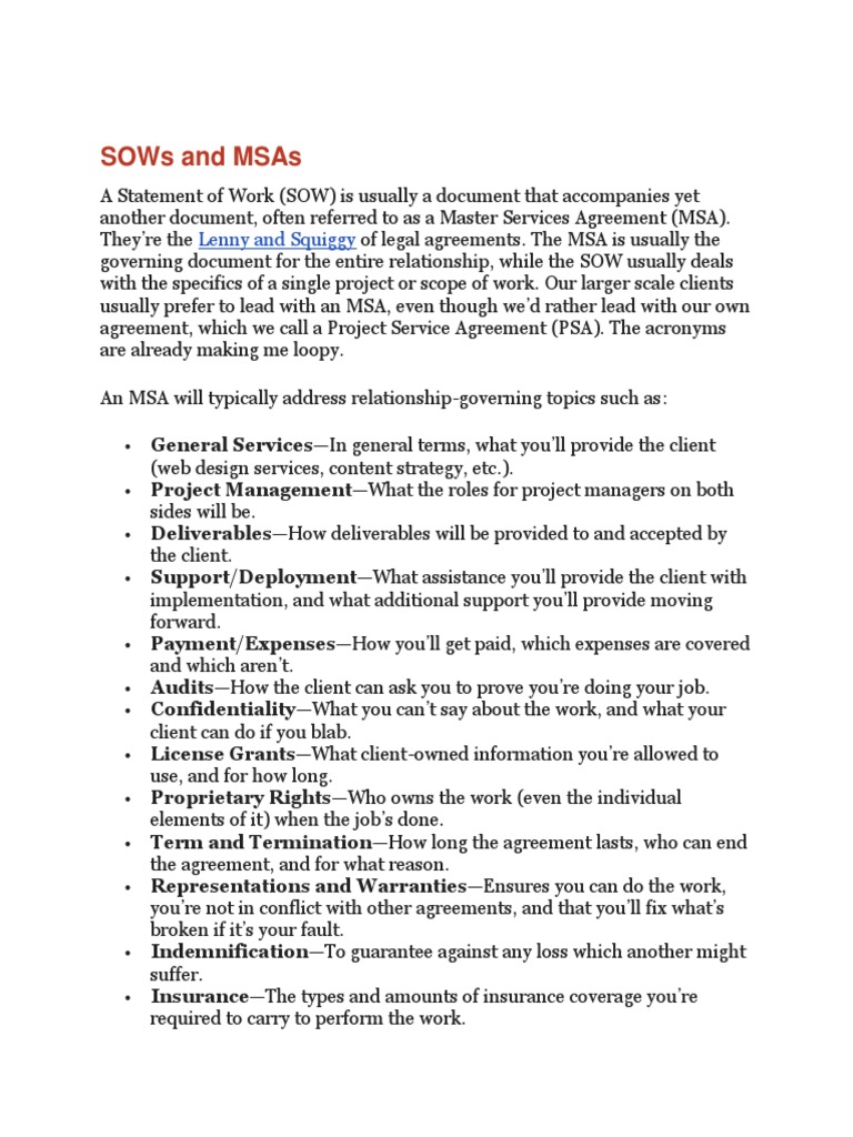 Msa Vs Sow Pdf Indemnity Insurance