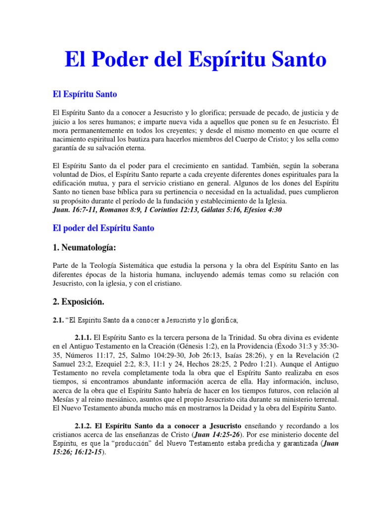 El Poder Transformador del Espíritu Santo | PDF | espíritu Santo ...