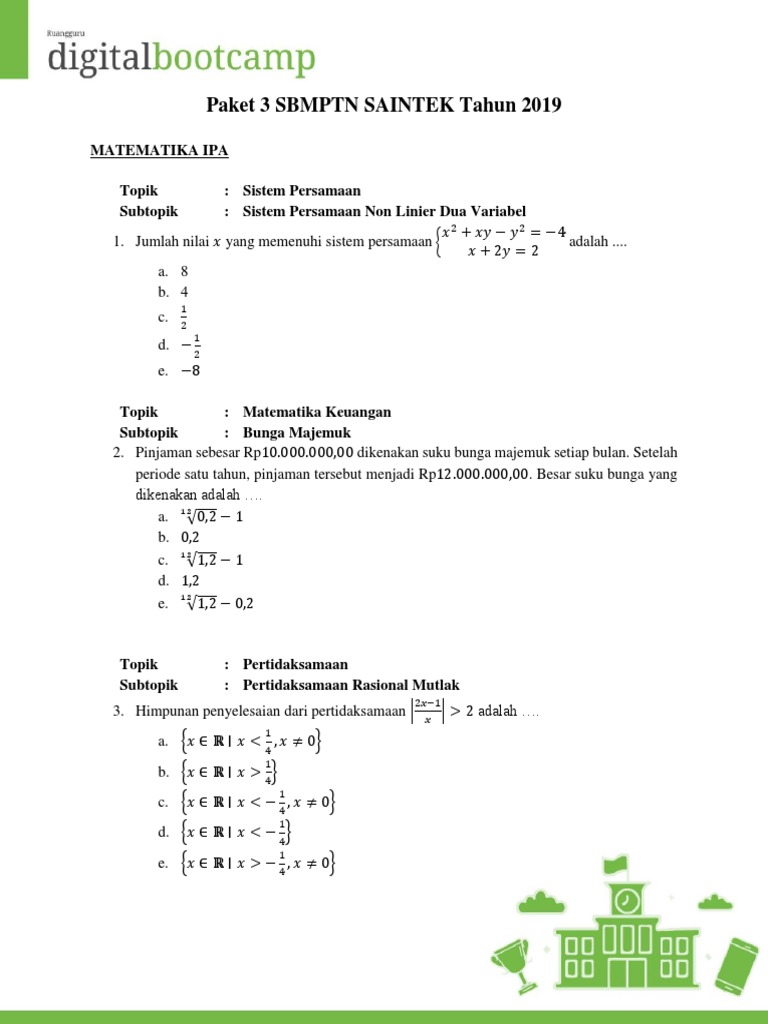 Latihan Utbk 2 Tka Saintek Pdf